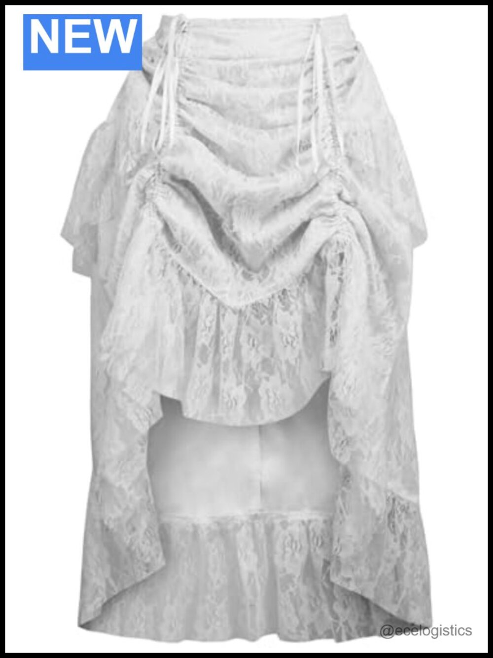 Lace High Low Bustle Skirt Adjustable Pull On Exotic Apparel